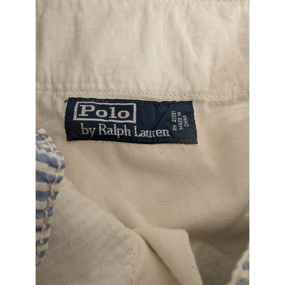 Polo Ralph Lauren Mens Seersucker Cargo Shorts Blue Striped Size 40 Inseam Loops - Picture 5 of 11